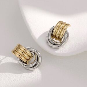 Chic Gold and Silver Knot Earrings
